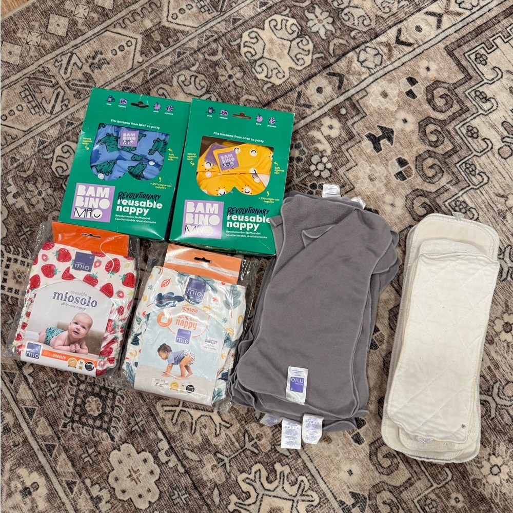 Reusable Diaper Set - Gray and Cream - Bambino Mio New in Box